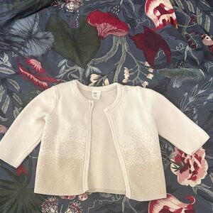 H&M Baby Cardigan Sweater in soft-ivory/champagne ombré.